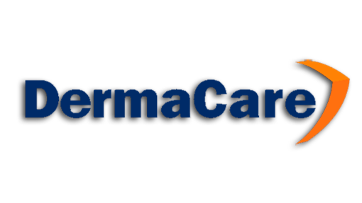 Logotipo de DermaCare en fondo negro.