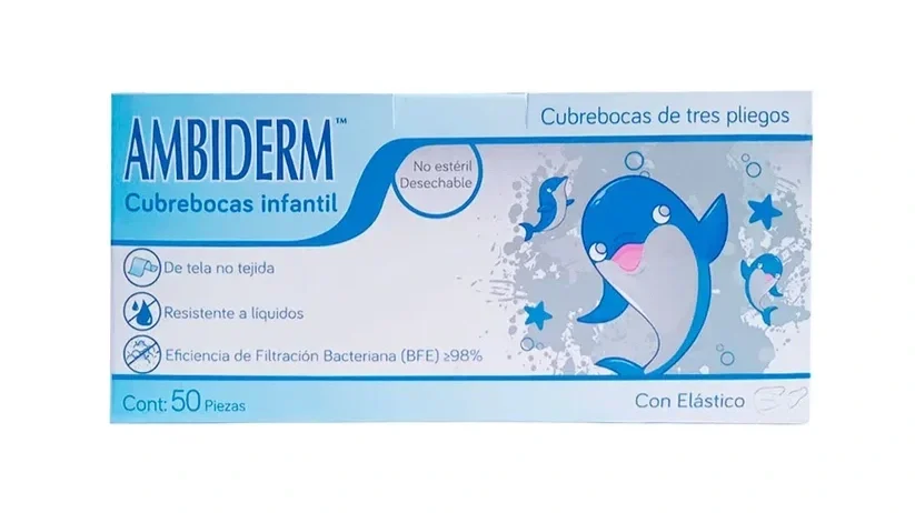 CUBREBOCAS INFANTIL BLANCO CON DELFINES