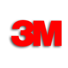 Logotipo de 3M en color rojo sobre fondo negro.