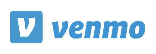 Venmo logo with a blue checkmark and the word 'venmo' in bold blue letters.