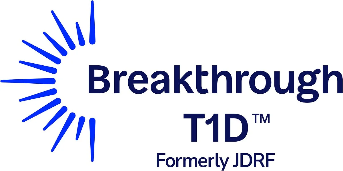 Logo for Breakthrough T1D, formerly JDRF. Features blue stylized circle and bold text.