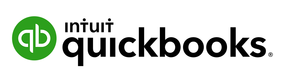 QuickBooks logo with a green circle and white letters on a dark background.