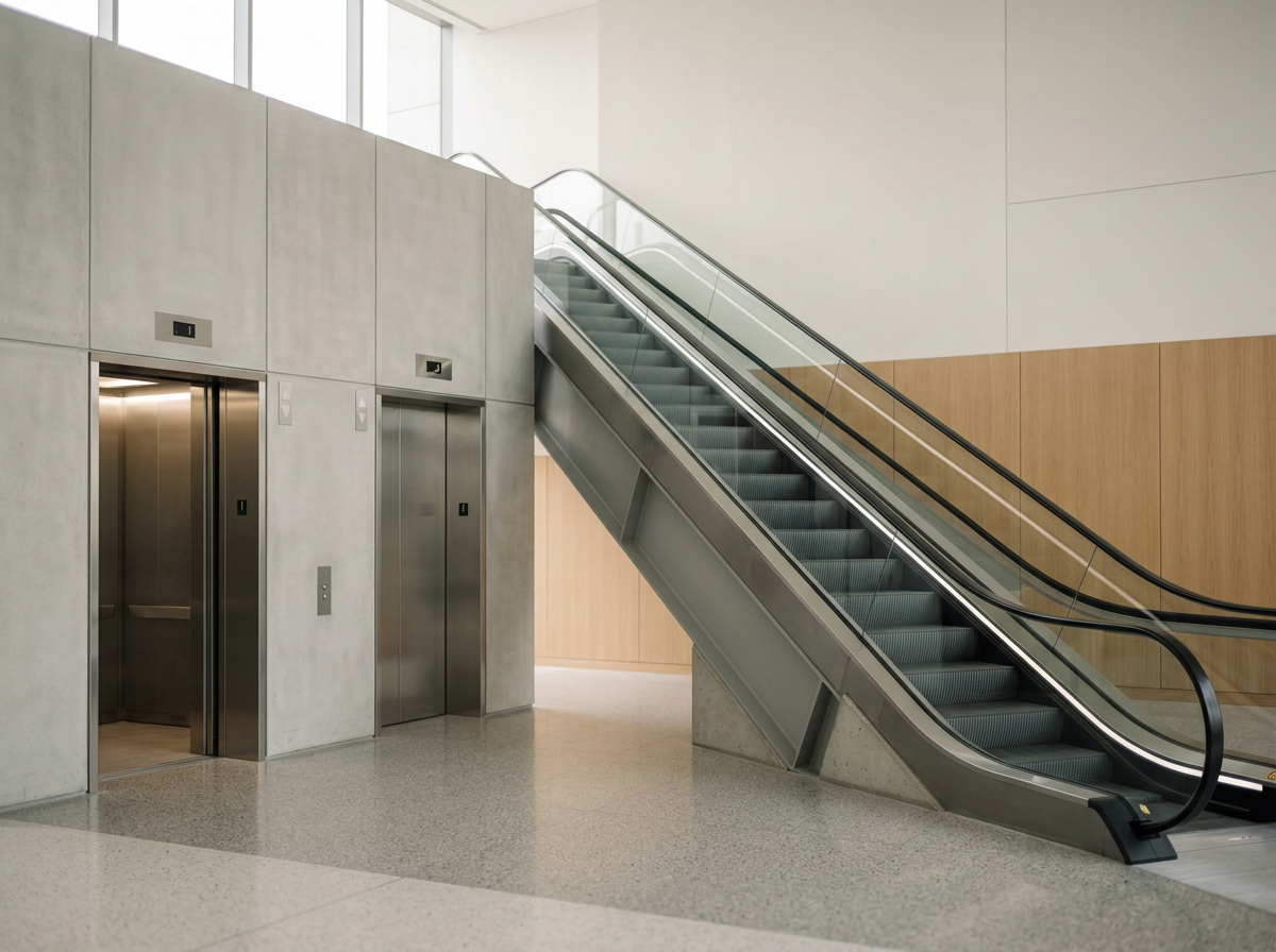 Elevator and Escalator next to each other