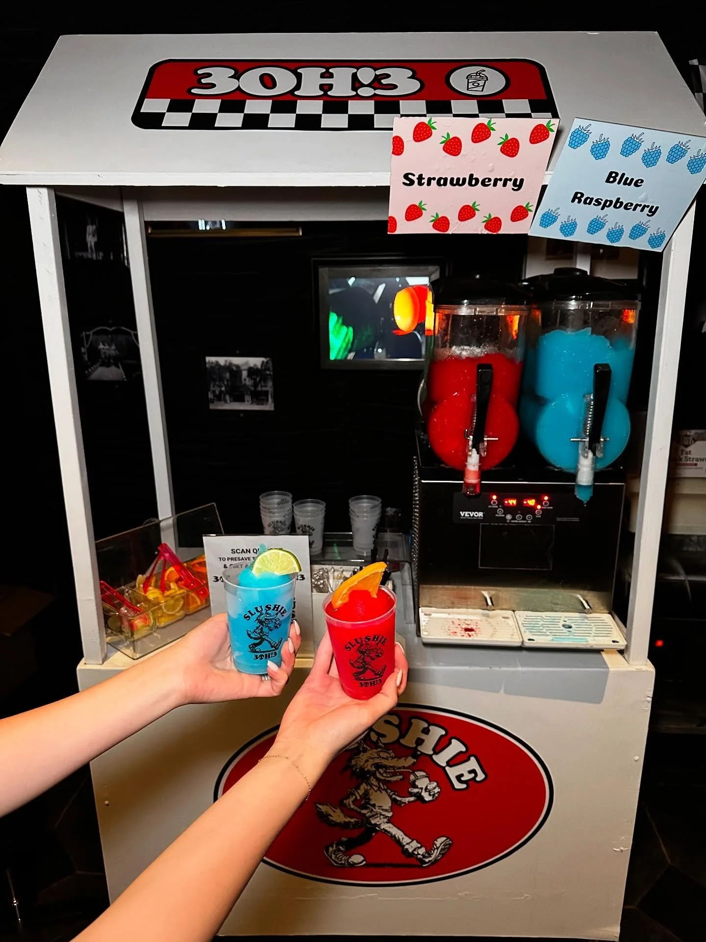 We had such a BLAST at @emonite serving slushies for @3oh3 . Thank you so much for trusting us with your event! Book your Slushie Cart TODAY! ❤️🍧❤️ #catering #party #slushie