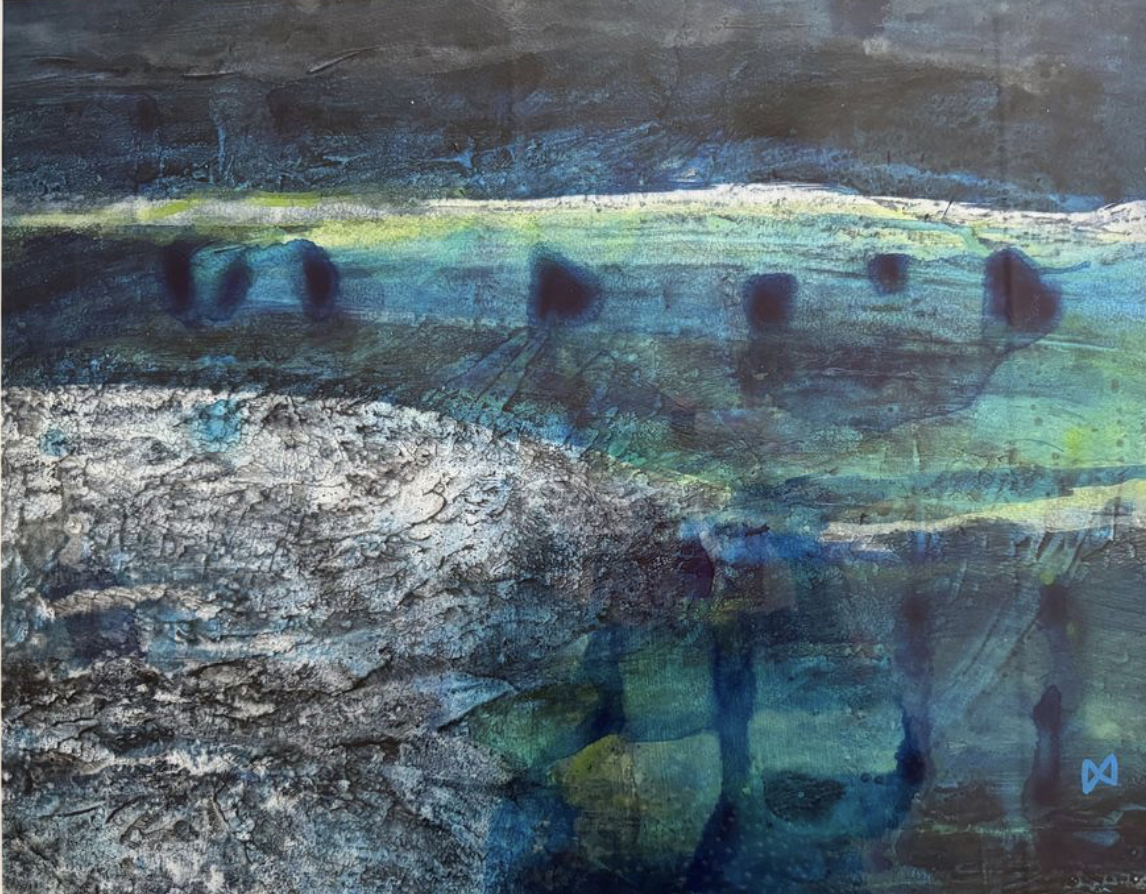 Flotsam - There is an awesome and powerful beauty in nature even in bush fires, storms or floods.. Acrylic on paper - 79 x 68