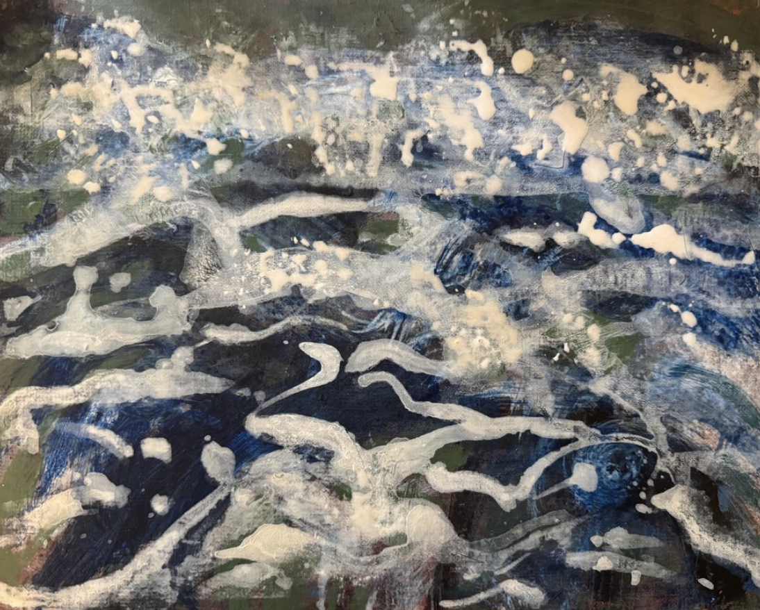 Sea Spray - I'm drawn to the sea and have  a fascination in observing water textures and rhythms. Acrylic on Board 40 x 32 cm
