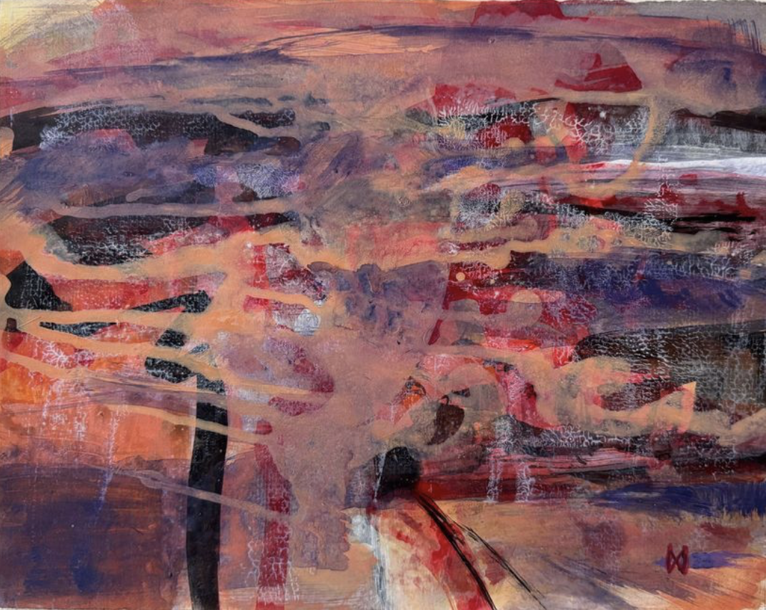 Layers - Painted over time are layers reflecting the build up of sediment on the earth’s surface. Acrylic on paper 38 x 28 cm 
