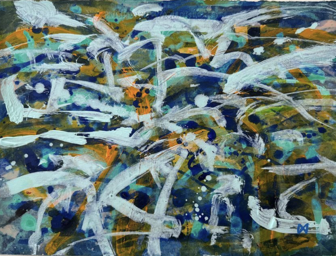 Wet Season 2 - The wet season is when nature puts on a dramatic show of storms clouds, thunder and lightening that are  awe inspiring.  Acrylic on paper - 38 x 28 cm 