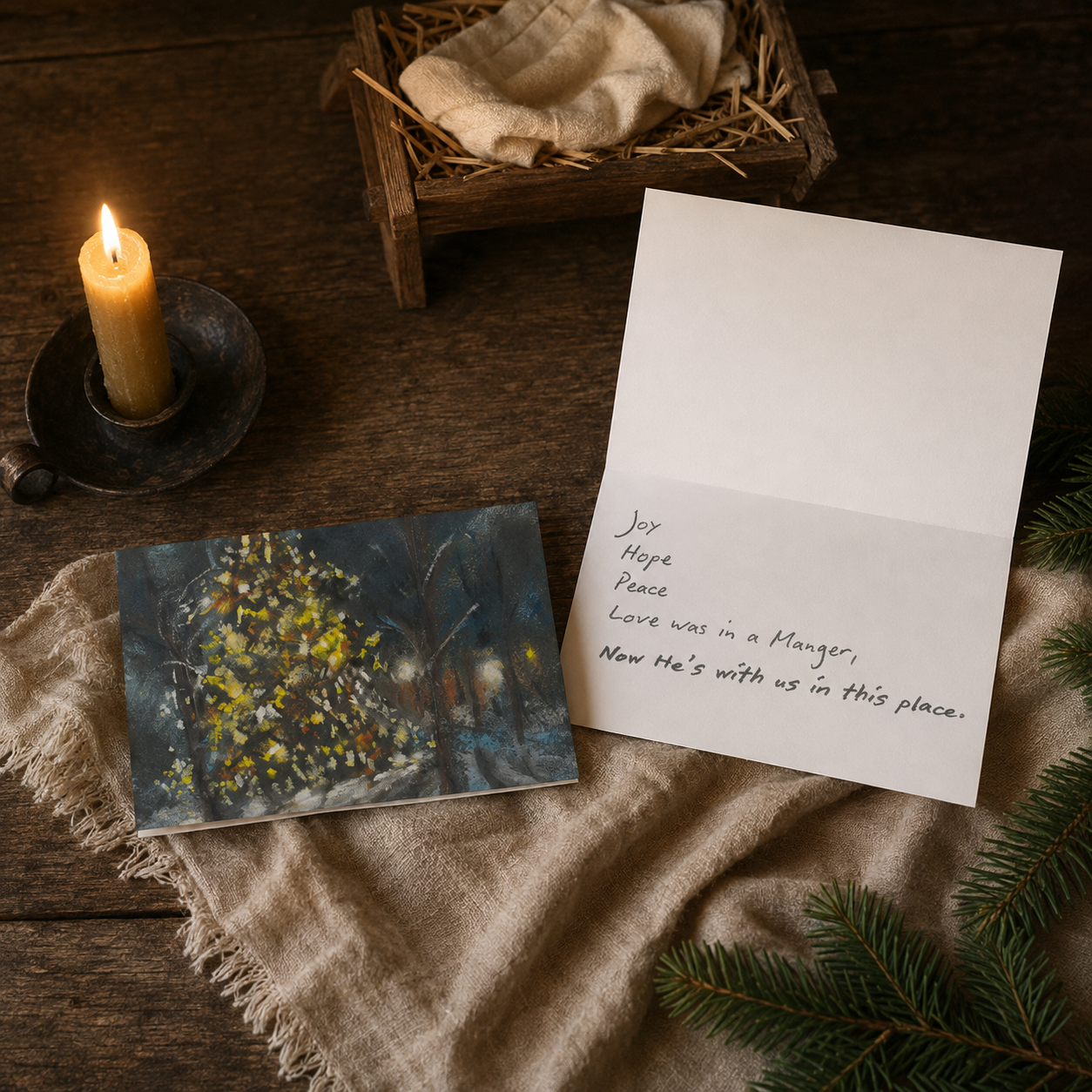 Christmas Card - In A Manger