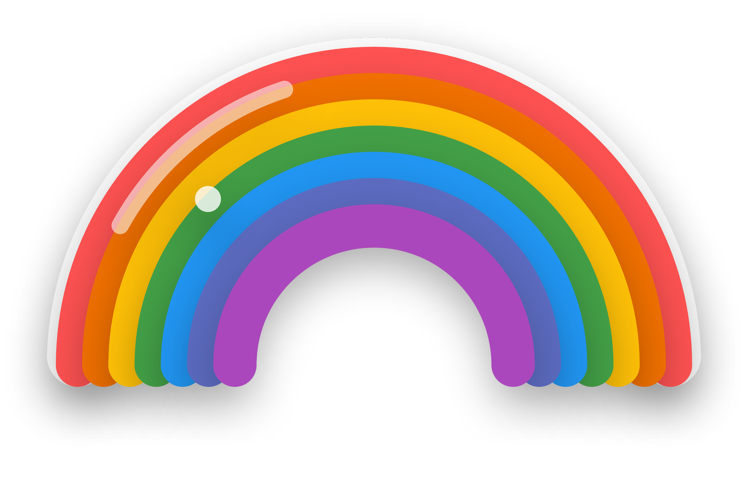 Colorful rainbow with seven bands of red, orange, yellow, green, blue, indigo, and violet on a black background.
