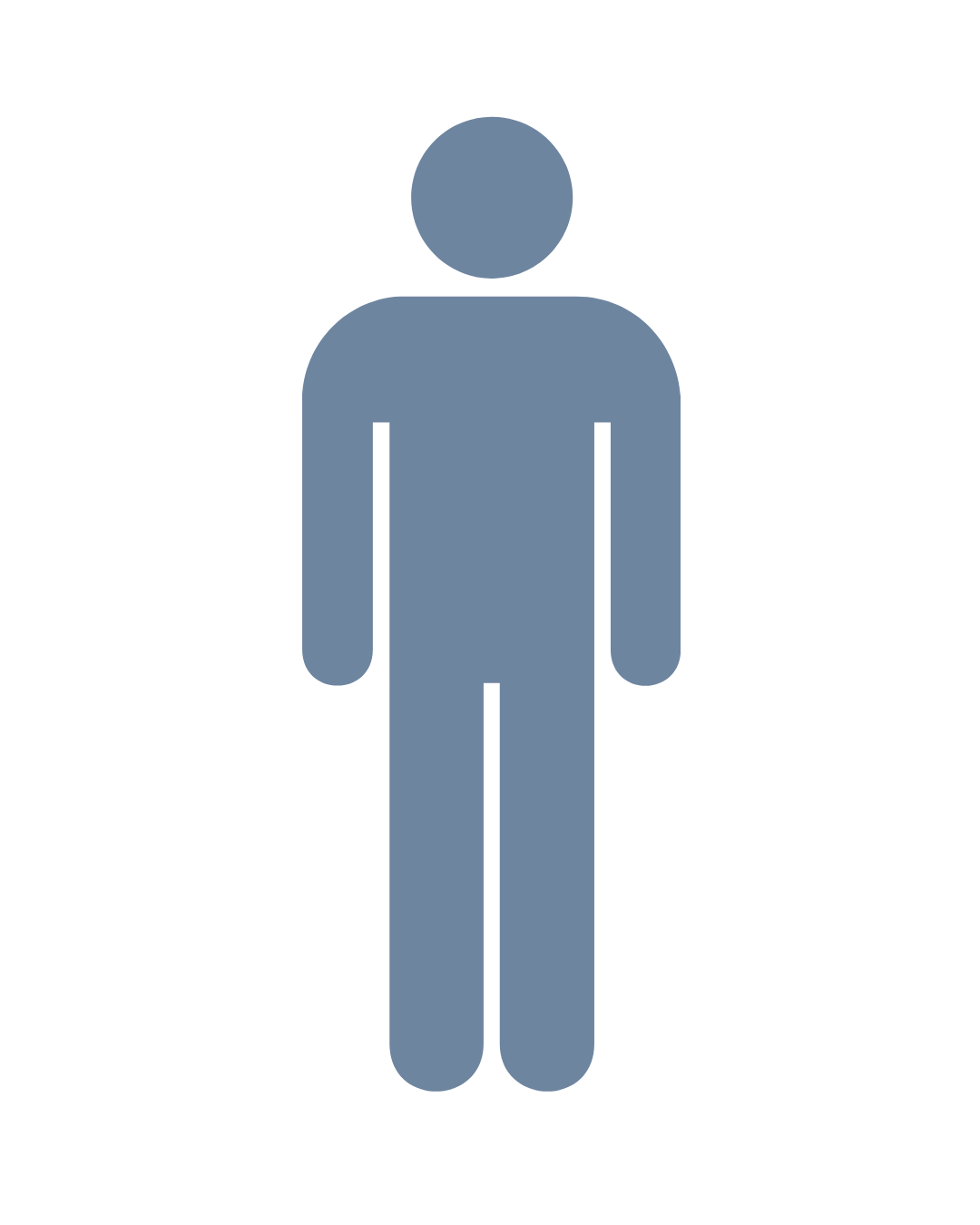 Generic blue human icon representing a person in a public restroom or accessibility context.