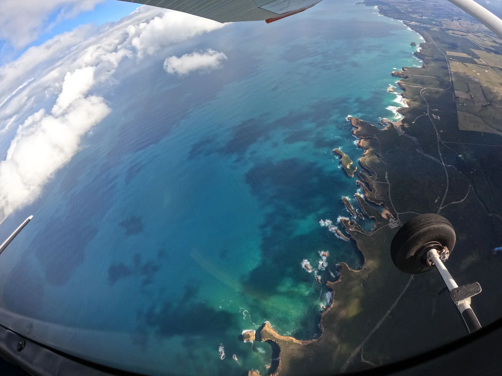 View of the Twelve Apostles coastline from the skydiving plane