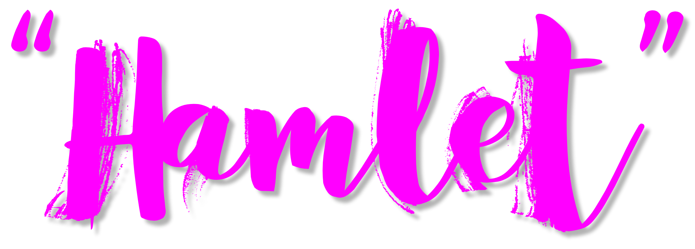 3D pink and black stylized text spelling "Hamlet" with a shadow effect on a black background.