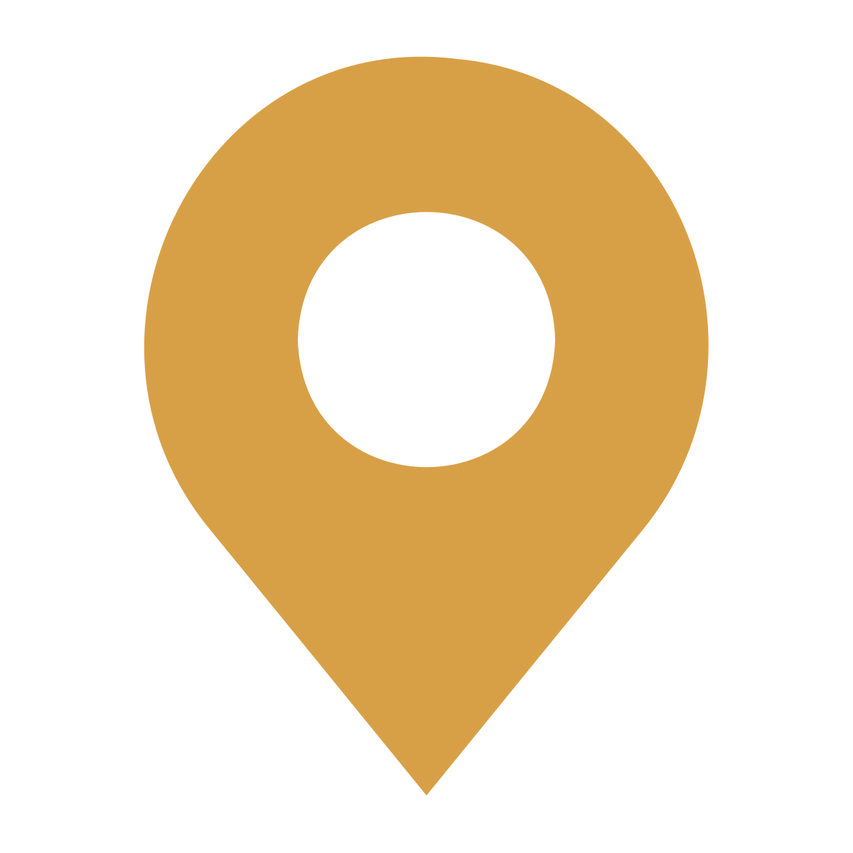 Gold map marker icon with black center on black background