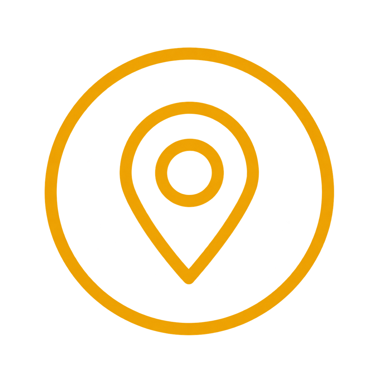 Golden location pin icon over a yellow background.