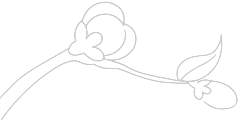 Line art illustration of a flower with a stem, leaves, and a single flower bloom.