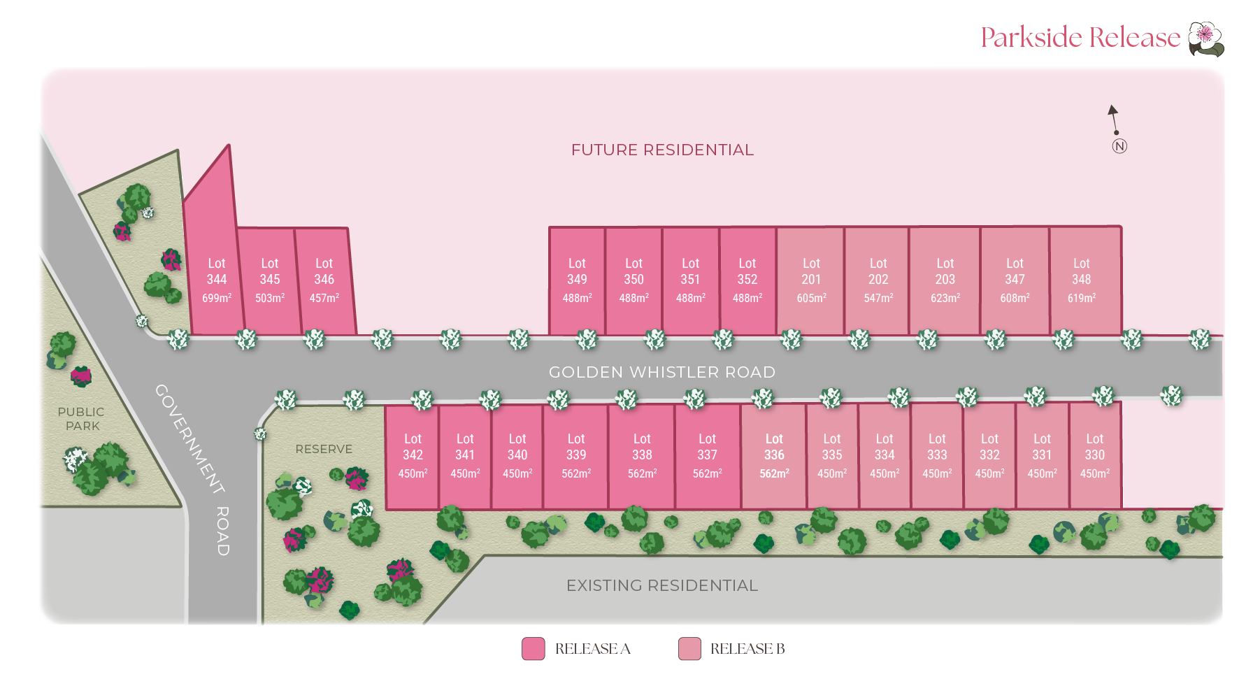 Stage plan showing lots for Werakata Estate Parkside Release