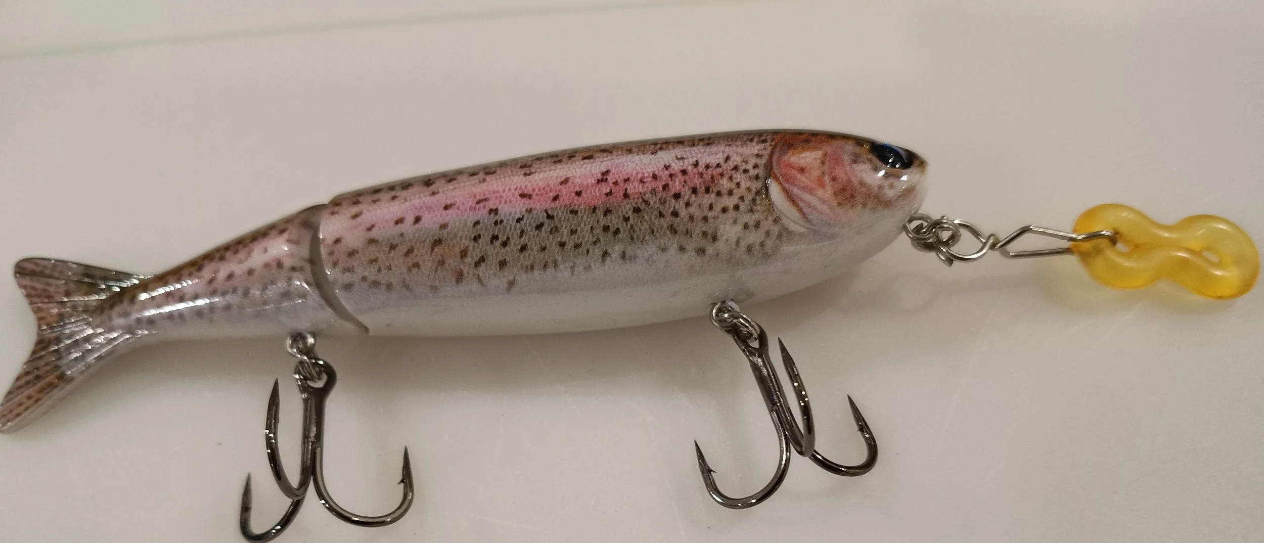 Close-up of a fishing lure designed attached with fishooka lure attach. Designed to catch more fish. finnovations.shop