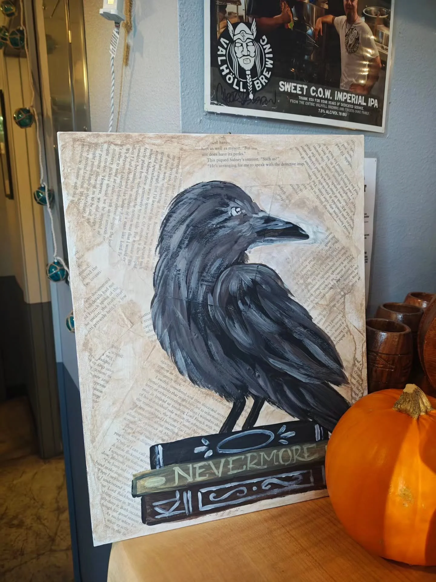 So so so excited for our first paint and sip with @kraftwithkaitlyn 
Finally got to see the example painting tonight in person! Can't wait to have this hanging in the shop. 
Grab tickets to paint your own and join us at @deepdraftbrew on October 28th