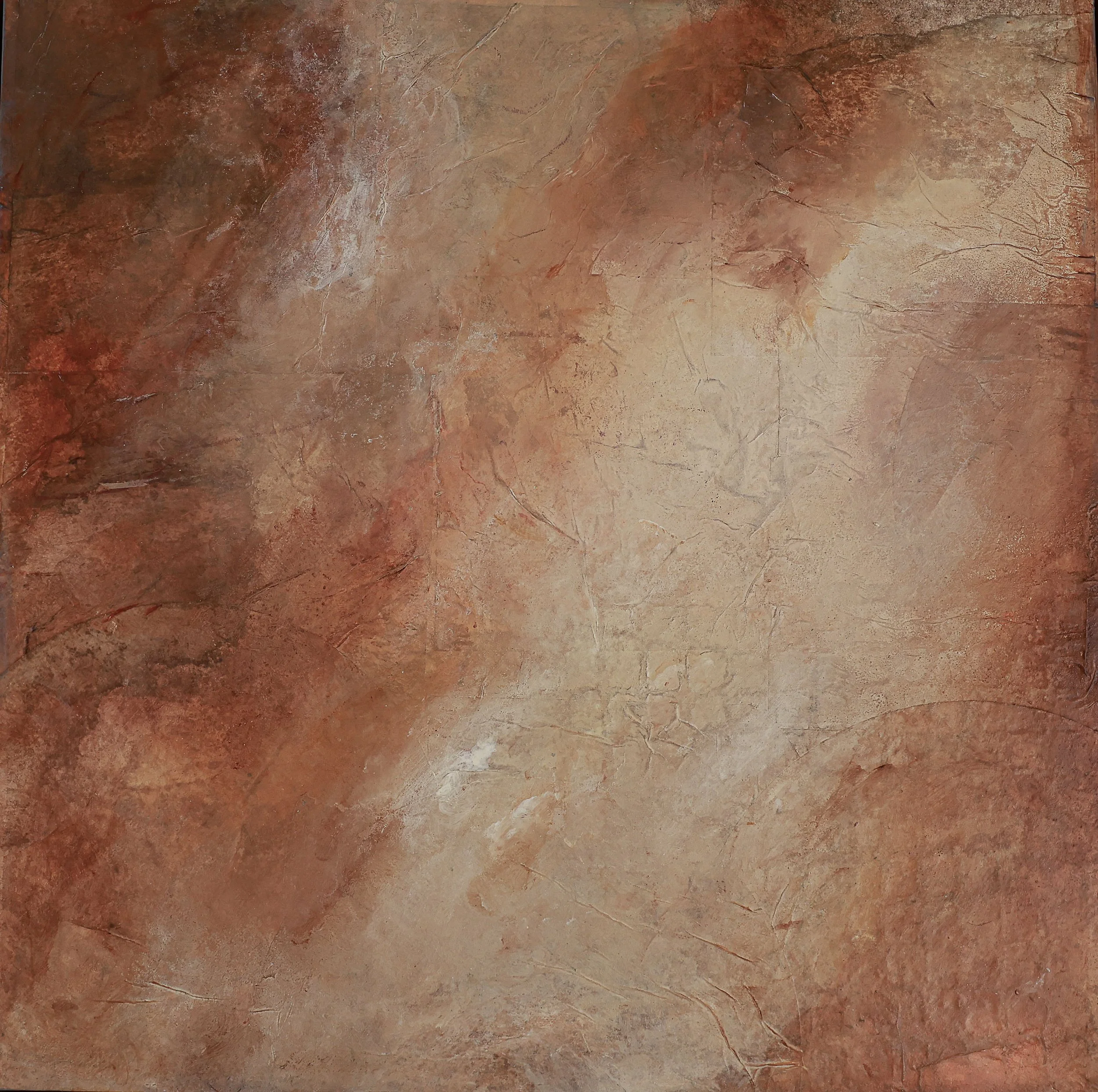 Soft Grounding, 2026 - 20"W x 20"H x1.5"D on wood panel.  Warm and quiet, this one settles rather than pulls.  A soft grid runs underneath the surface, barely there, giving it just enough structure to feel steady without losing the calm.