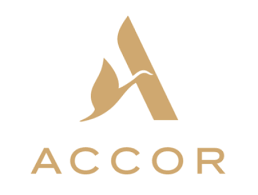 Logo with stylized letter A and the word 'ACCOR' in gold/brown color.