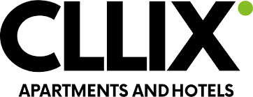 CLIX Apartments and Hotels logo in black and green text.