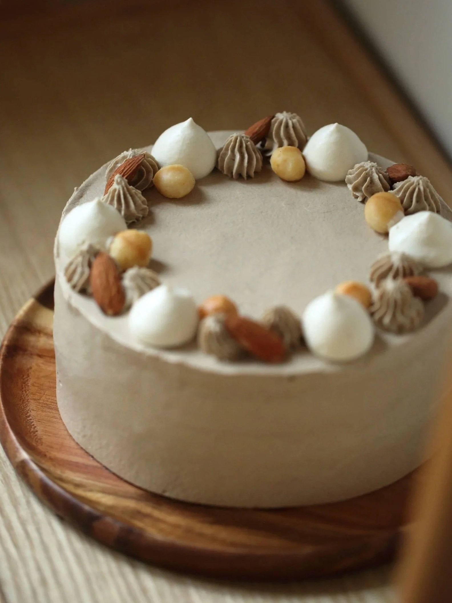 nutty chiffon cake in nordic simplicity setting by mico's bakery