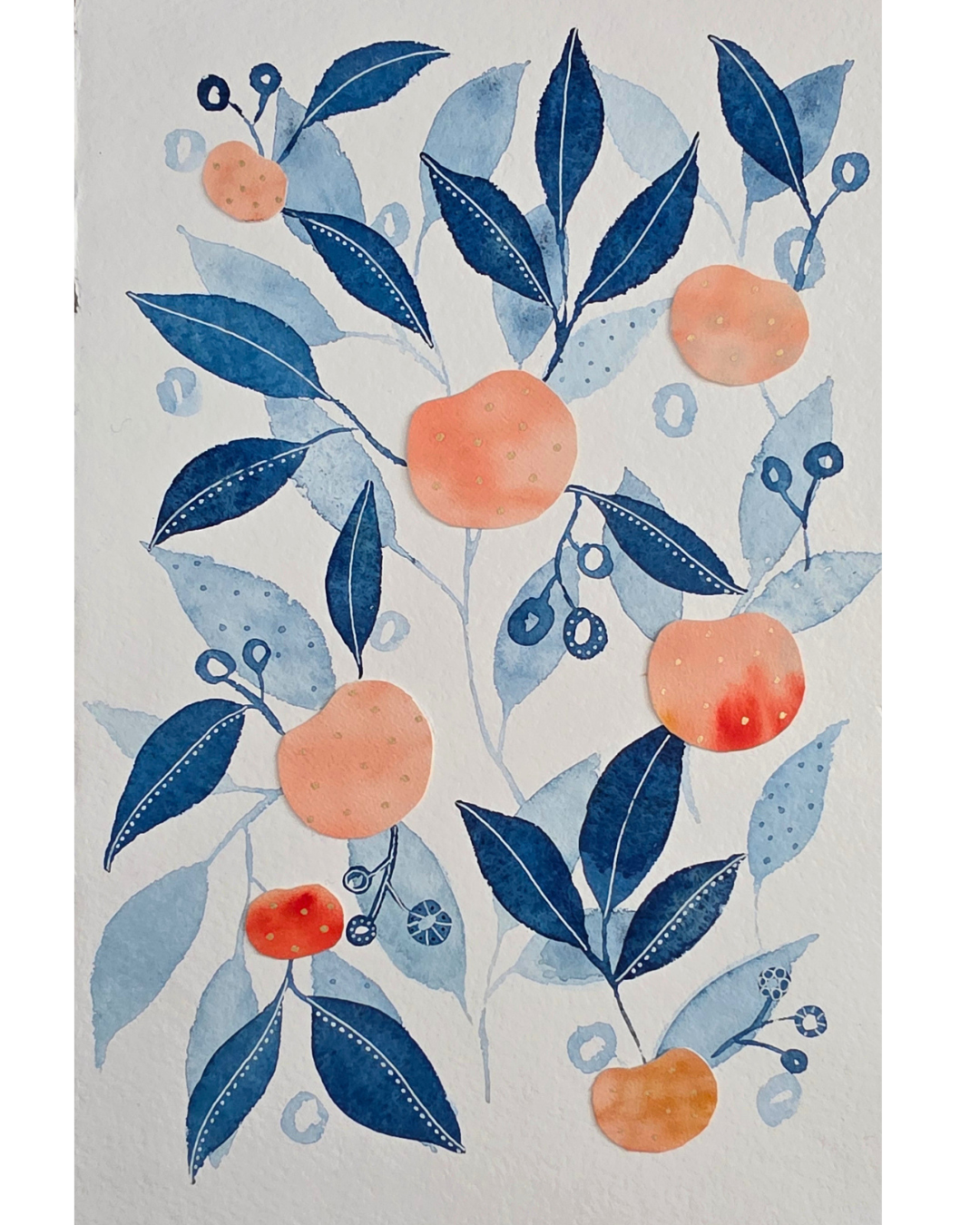 "Indigo Orchard" (43 x 28 cm)