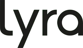 Close-up of part of the Lyra logo with black text on a white background.