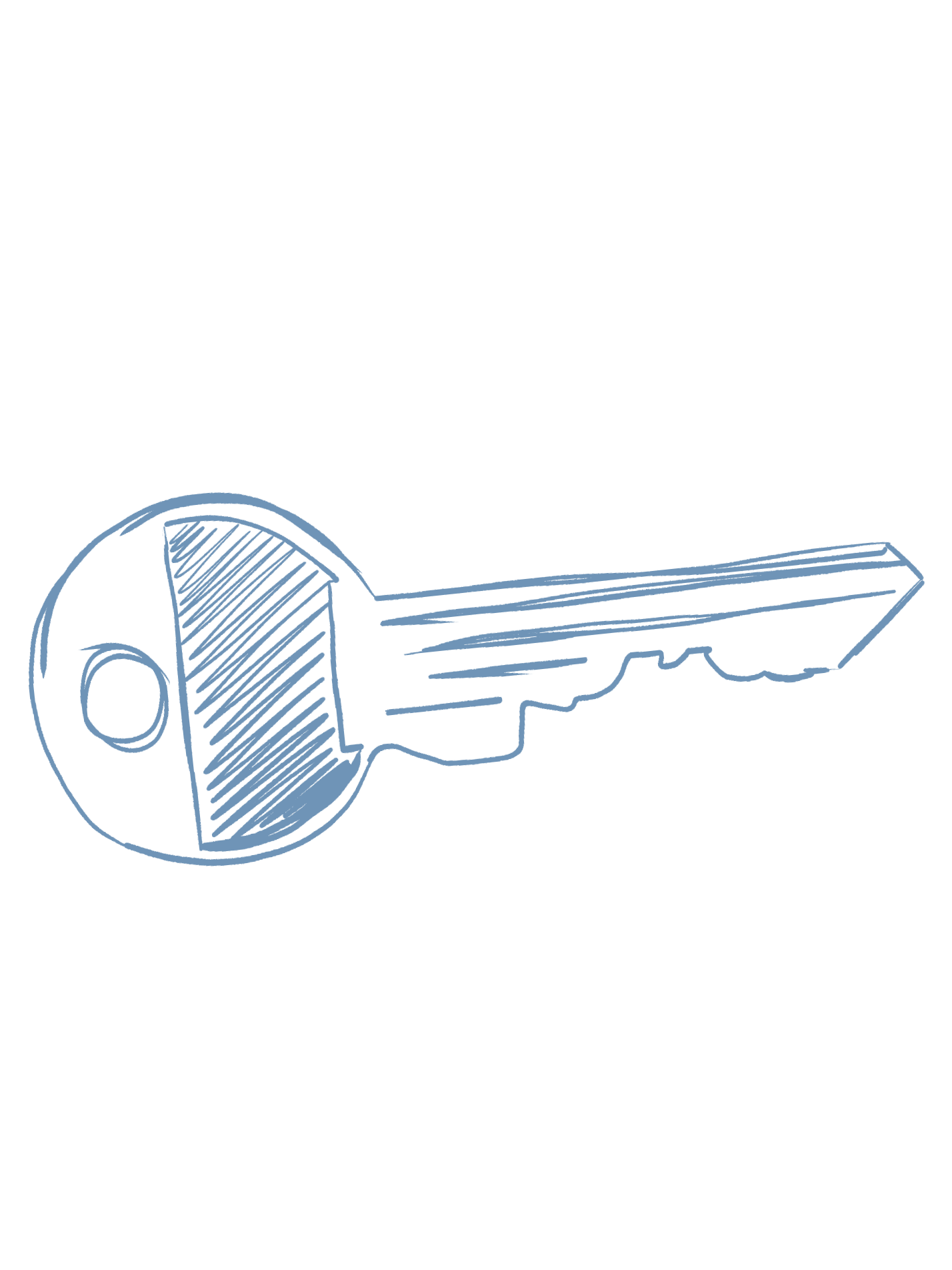 Hand-drawn blue key