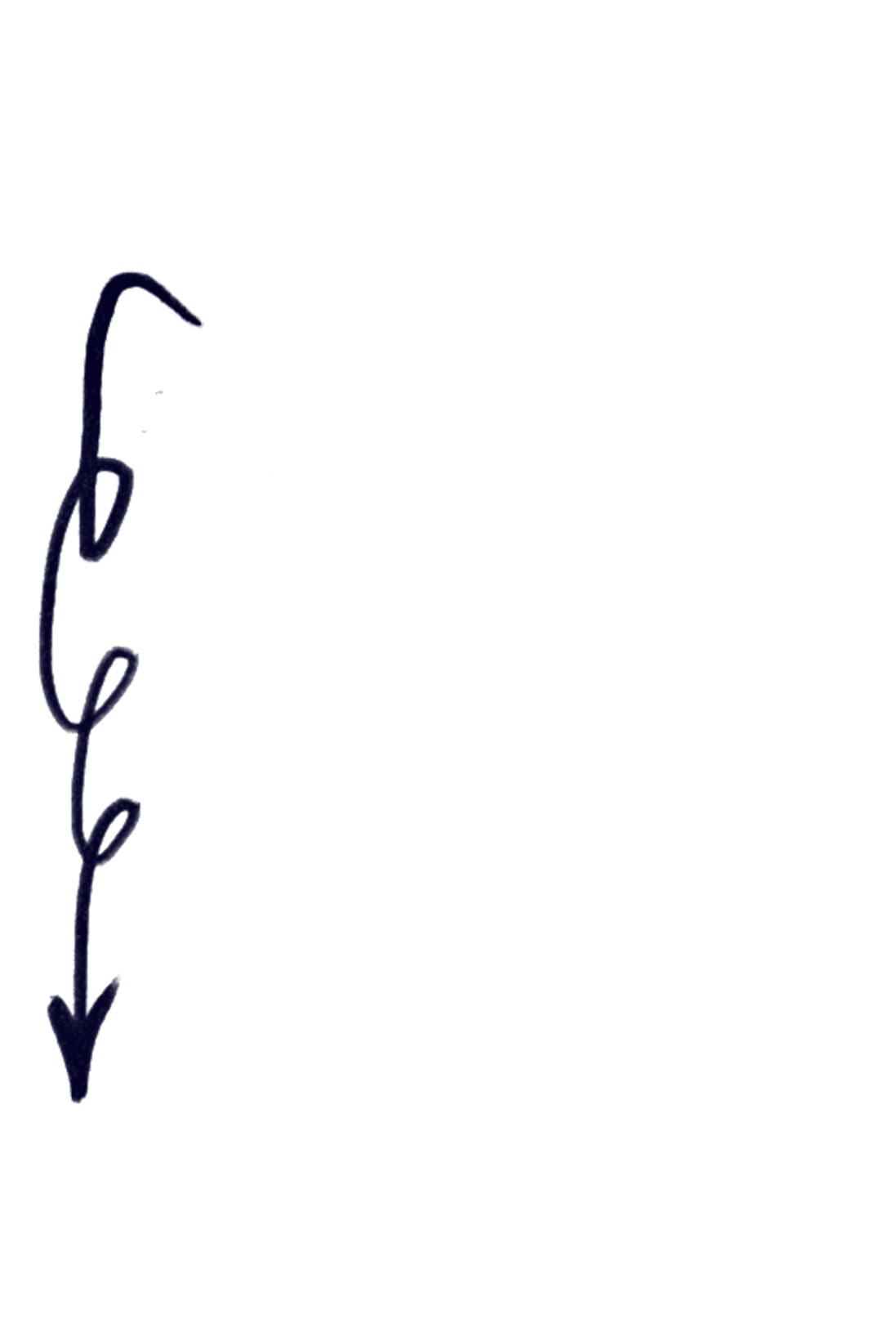 A blue arrow pointing downward along the left side.