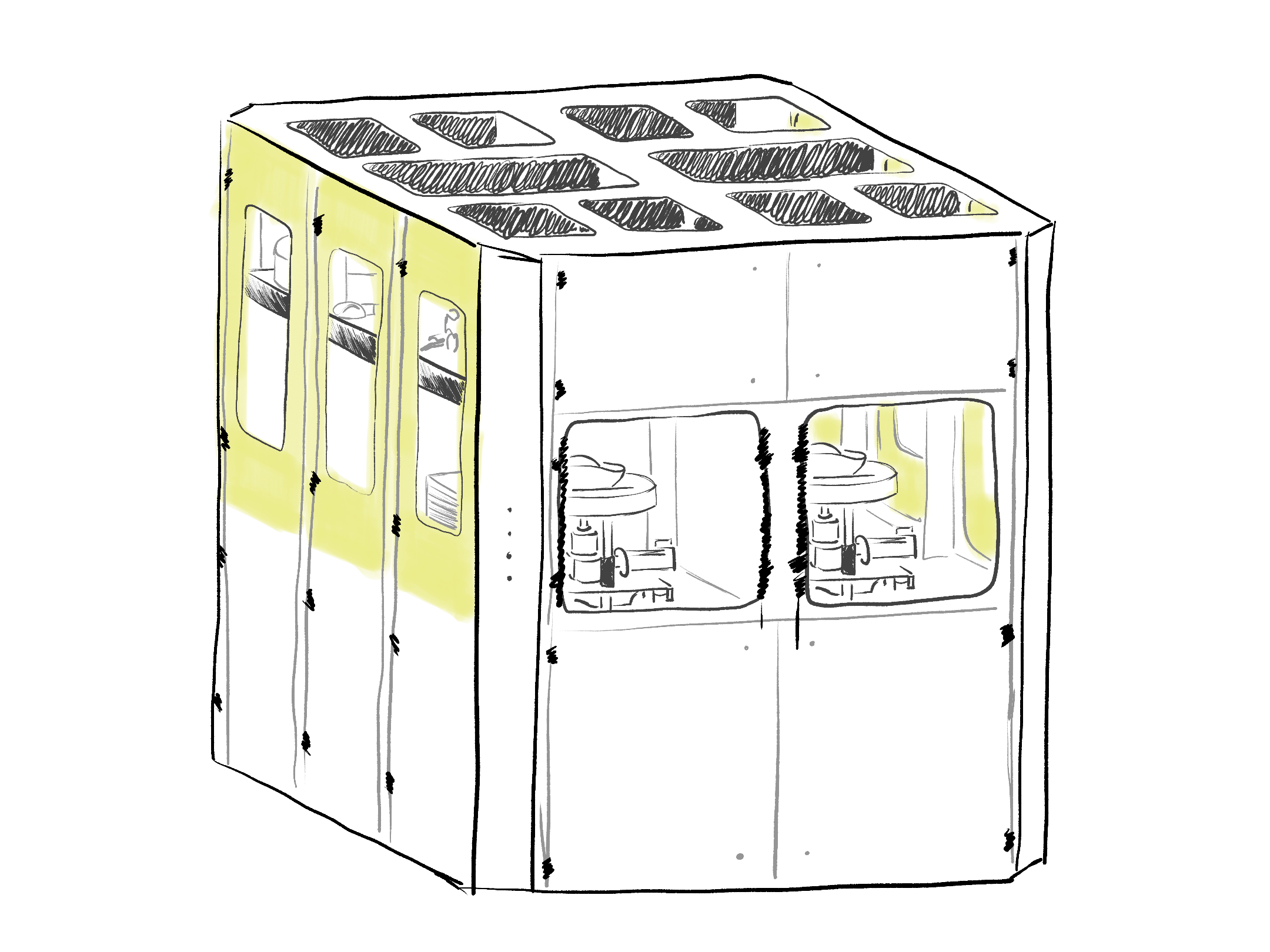 KMA Draping system - hand-drawn illustration