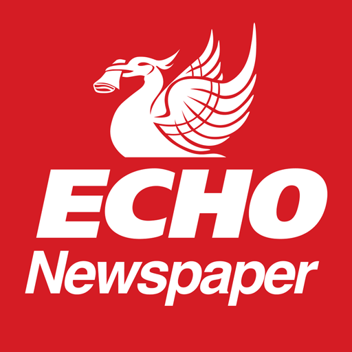 Logo of ECHO Newspaper featuring a stylized swan or bird with a crest and wings, red background, white text.
