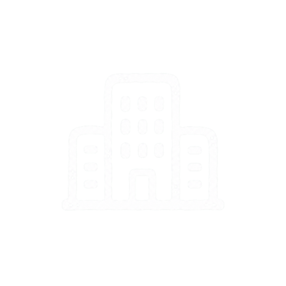 Icône simplifiée d'un bâtiment ou d'une ville vu de face, dessinée en blanc sur fond noir.