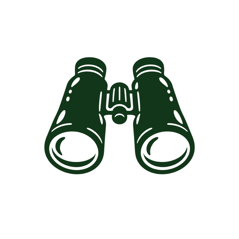 Une paire de jumelles vertes illustrée sur un fond noir.