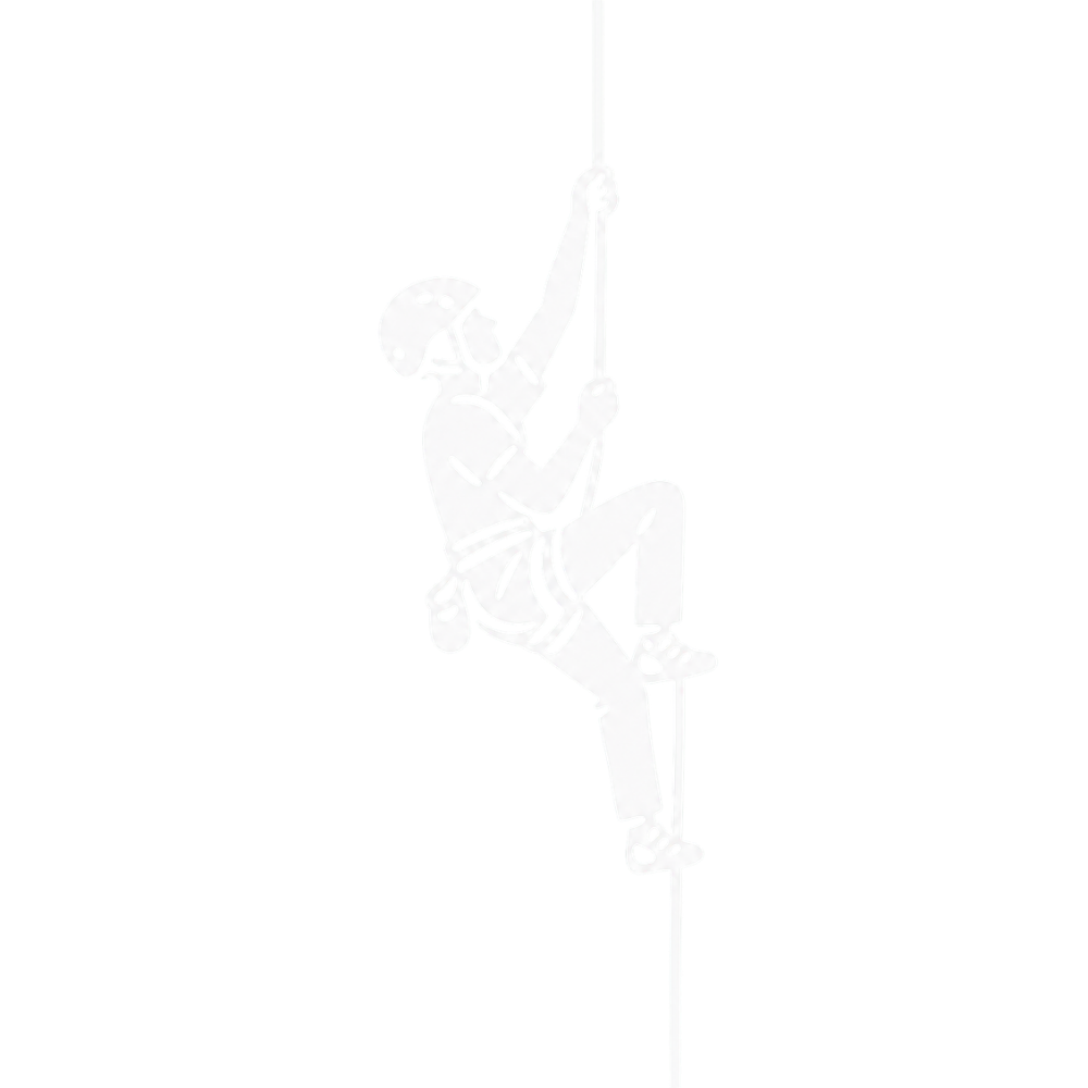 Illustration d'une personne en casque de sécurité faisant de l'escalade en utilisant une corde.
