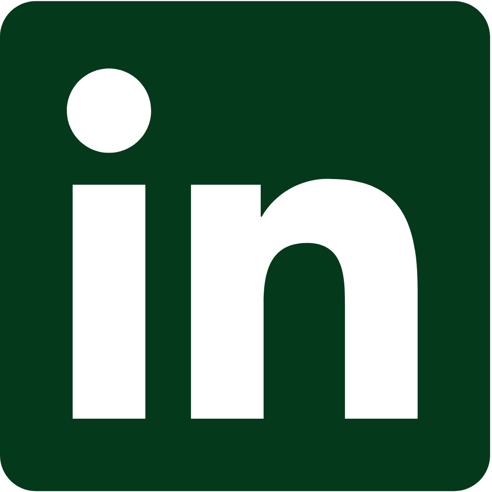 Logo de LinkedIn avec un fond vert foncé et le texte 'in' en noir.