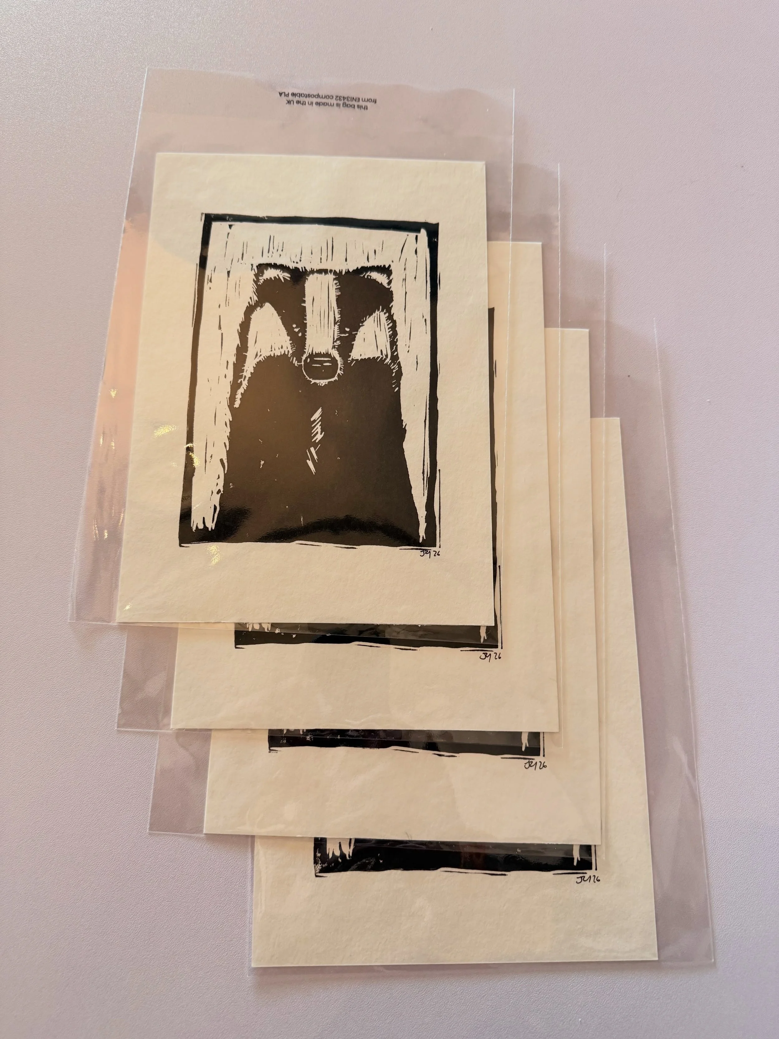 More prints of the Badger!!! #art #linoprint #linocut #animalart #badger