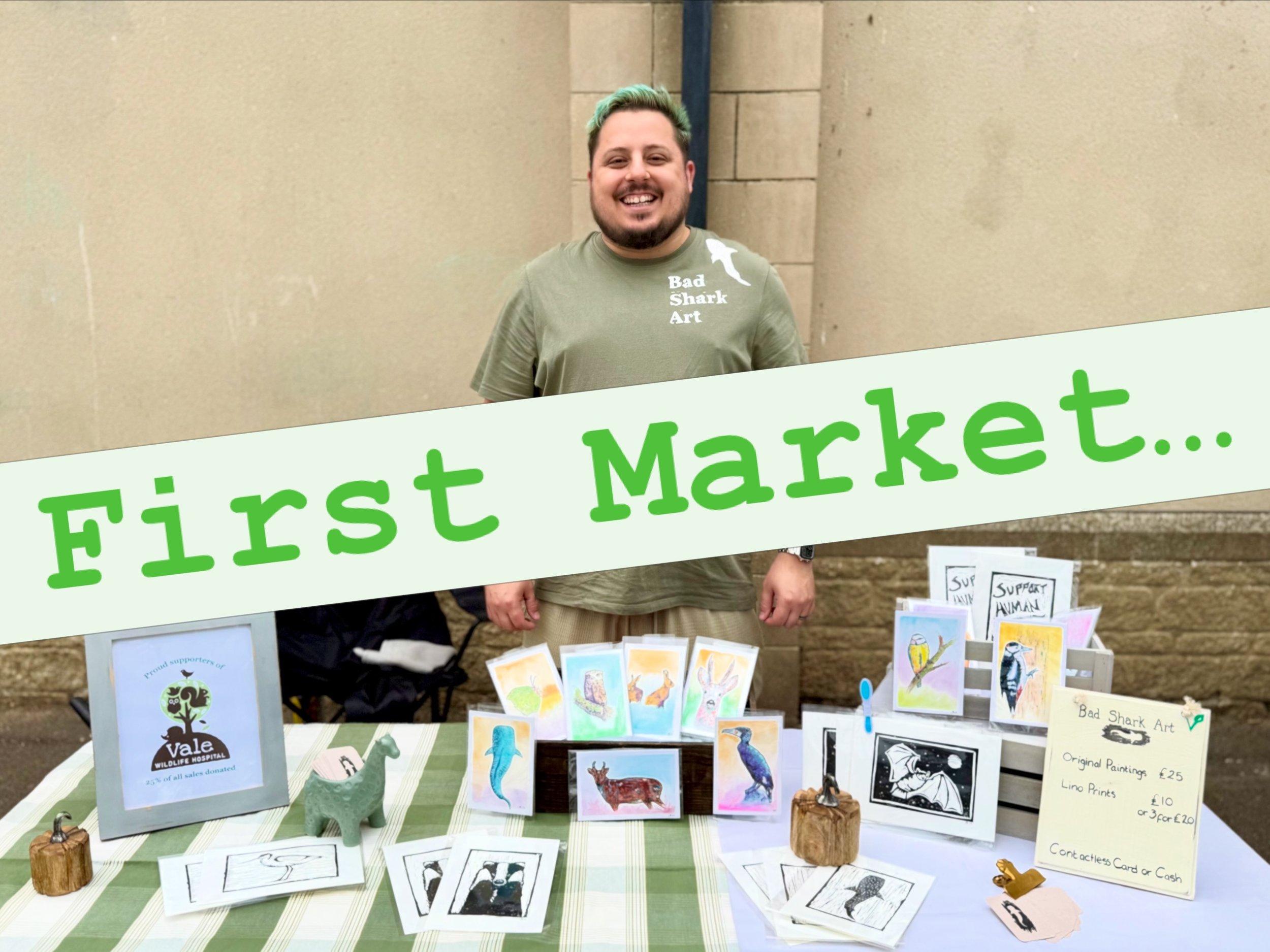 This was both a proud day and a sad day. But I&rsquo;m picking myself up and have booked myself another market in December. Thank you to my awesome wife for the support. #art #artmarket #animalart #whatdoesntkillyoumakesyoustronger #supportartists