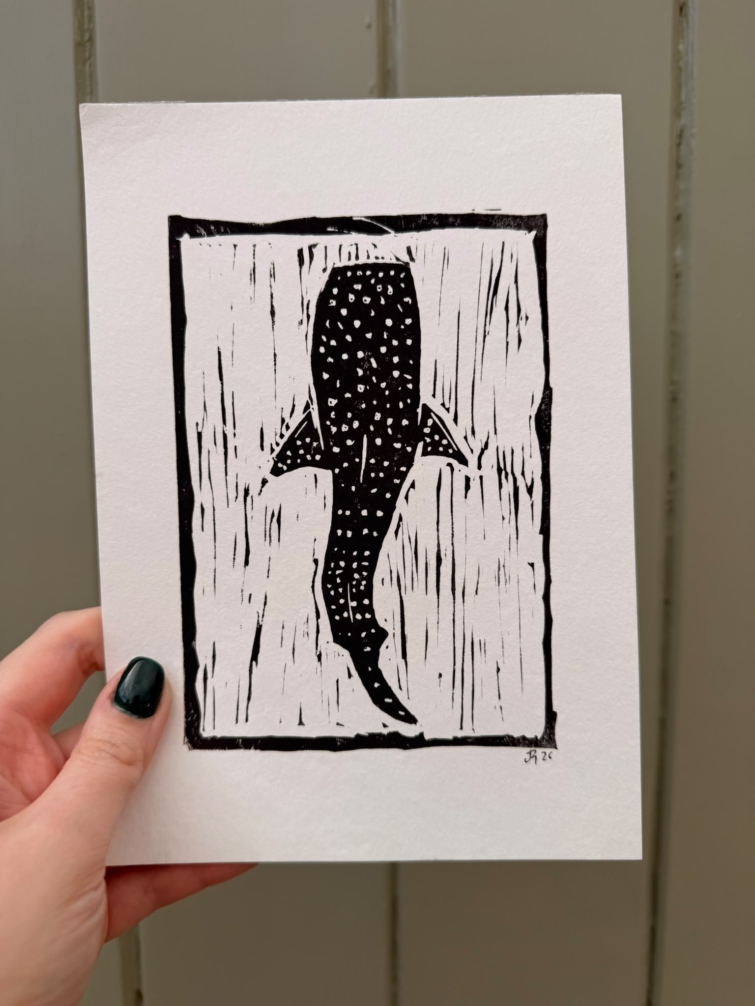 Whale Shark Lino Print