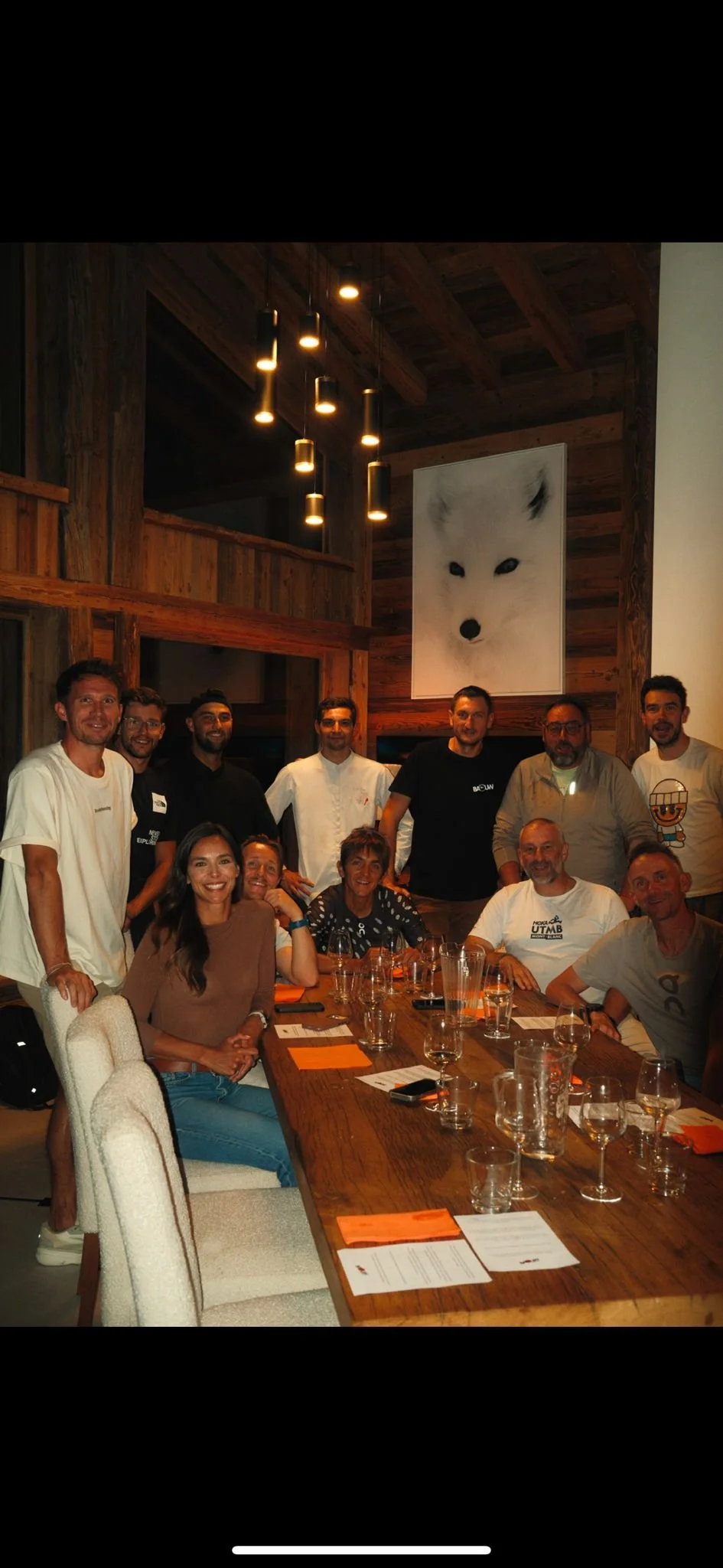Dîner gastronomique pour la marque de nutrition organique Baouw en compagnie de Yohan Comte et Xavier Thévenard à l'occasion de l'UTMB à Chamonix.