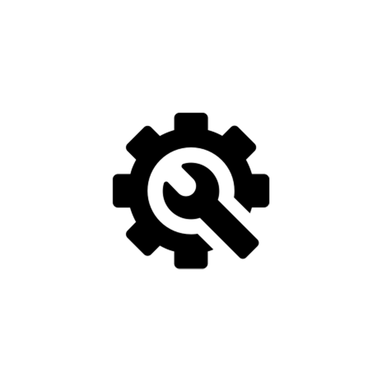 Icon of a gear with a wrench inside, symbolizing settings or maintenance.