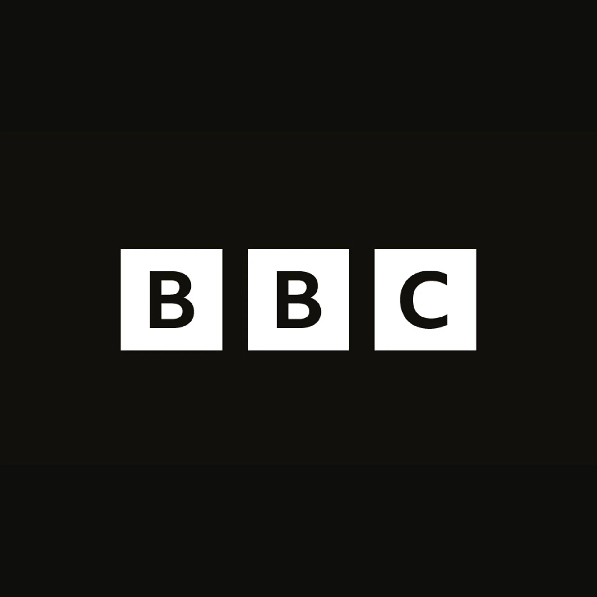 BBC logo with white letters on black background.