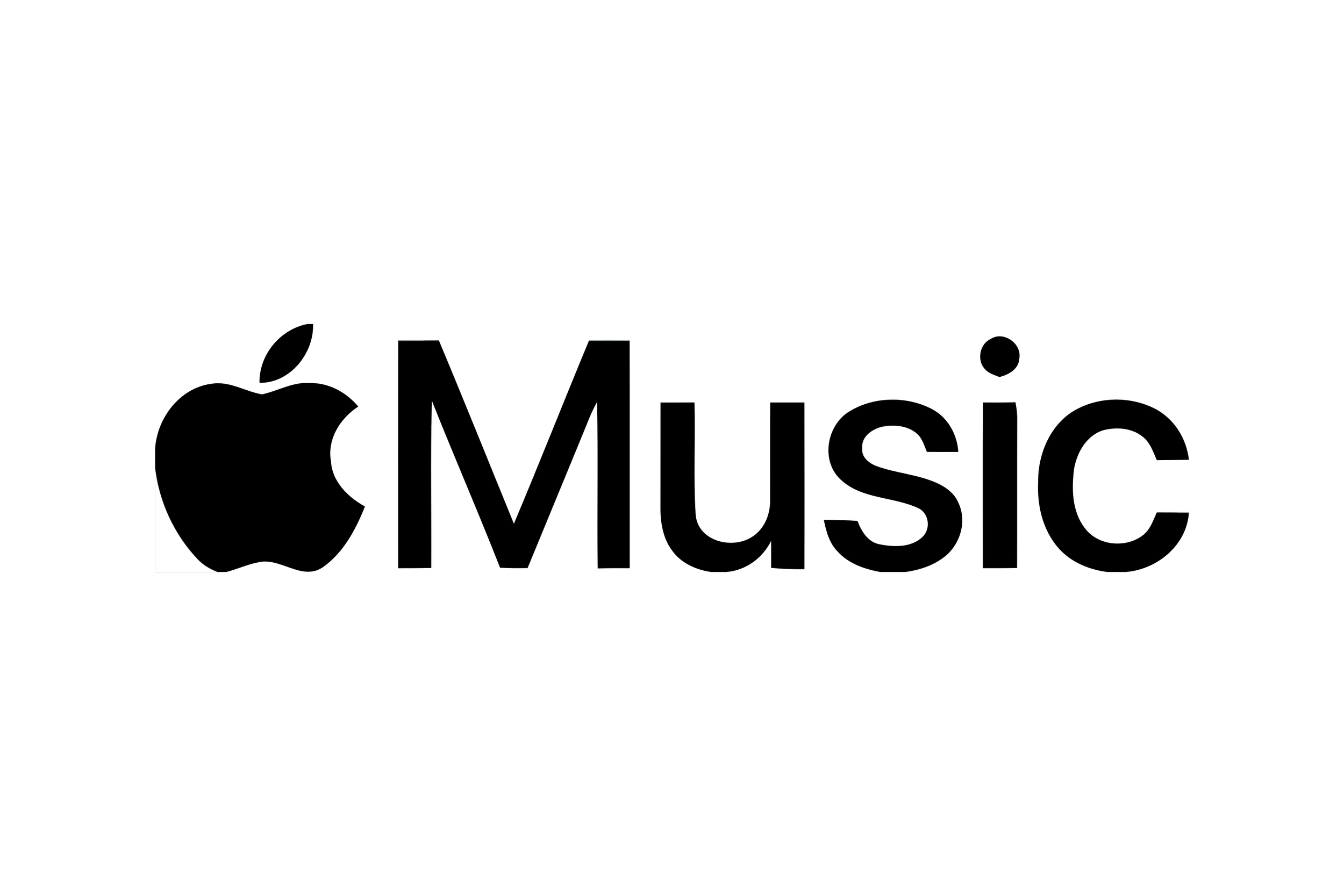 Outline of the Apple logo followed by the word 'Music' in lowercase letters.