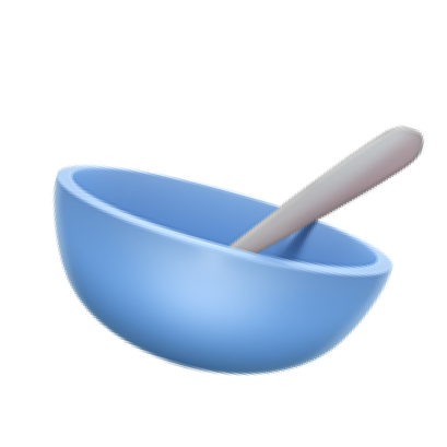 Mortaio blu con pestello bianco.