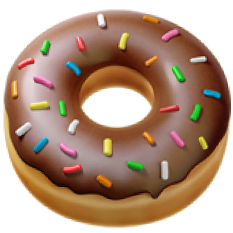 Ciambella con glassa al cioccolato e zuccherini colorati.