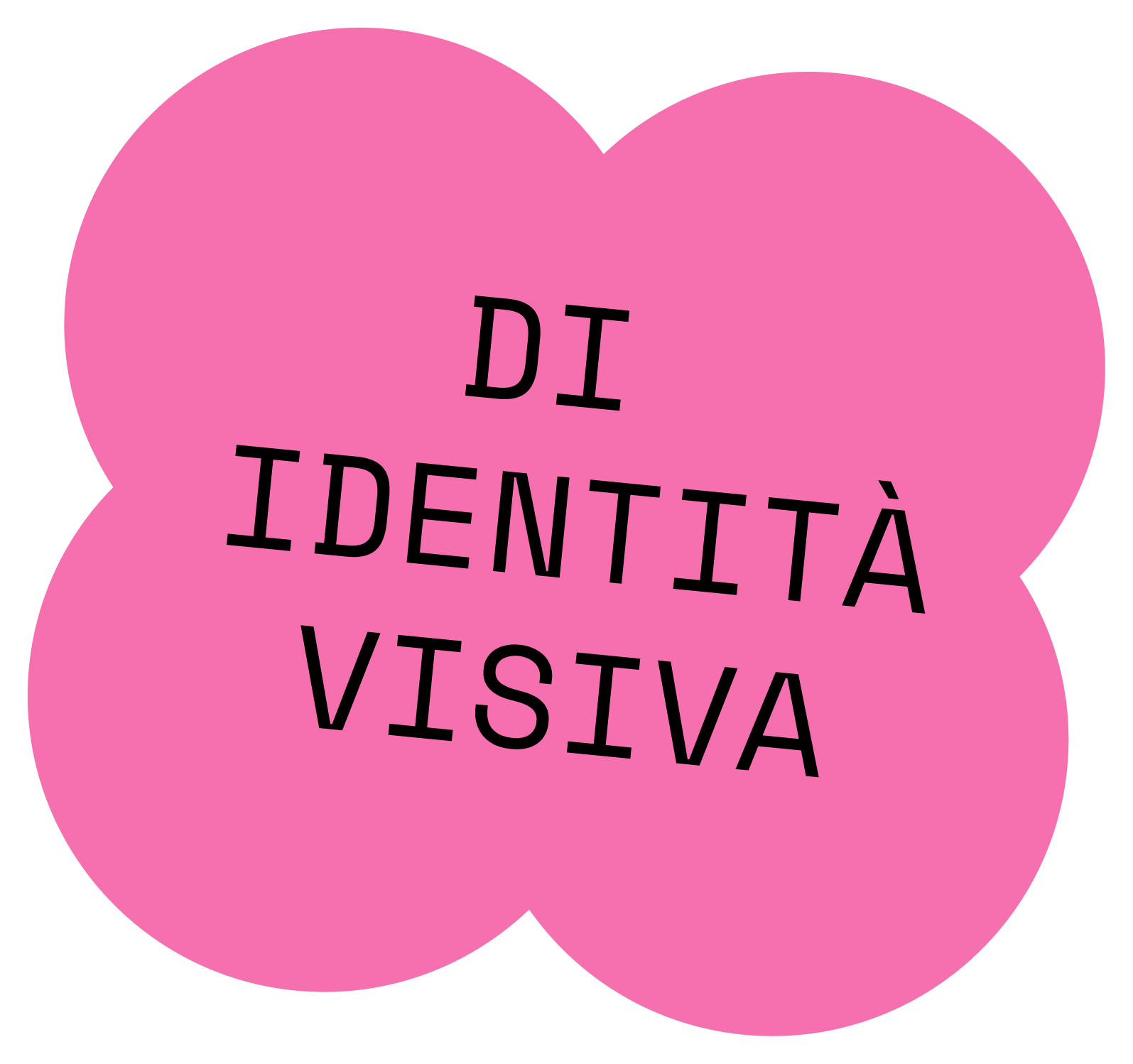 Tre cerchi rosa sovrapposti con testo in italiano scritto all'interno: "DIDATTICA VISTIVA"