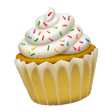 Muffin con glassa bianca e zuccherini colorati