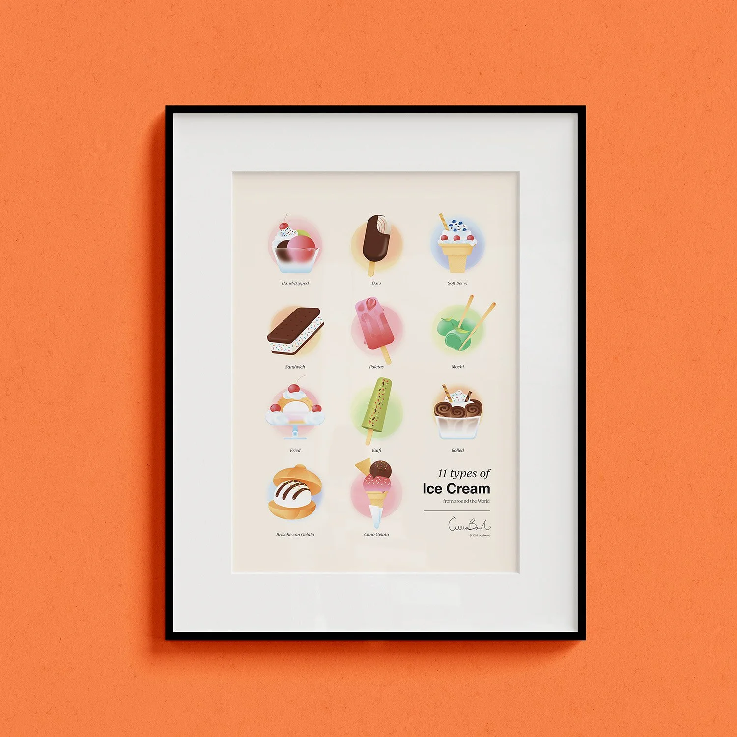 Poster illustrato con gelati
