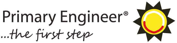 Logo of Primary Engineer with the slogan "the first step" and a stylized sun icon.